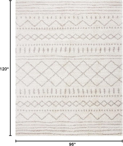 SAFAVIEH Area Rug 8x10 - Arizona Shag Collection - Large - Ivory & Beige, Moroccan Design, Non-Shedding & Easy Cleaning, Ultra Plush Thick Pile, Ideal for Living Room, Bedroom, Dining Space (ASG741A)