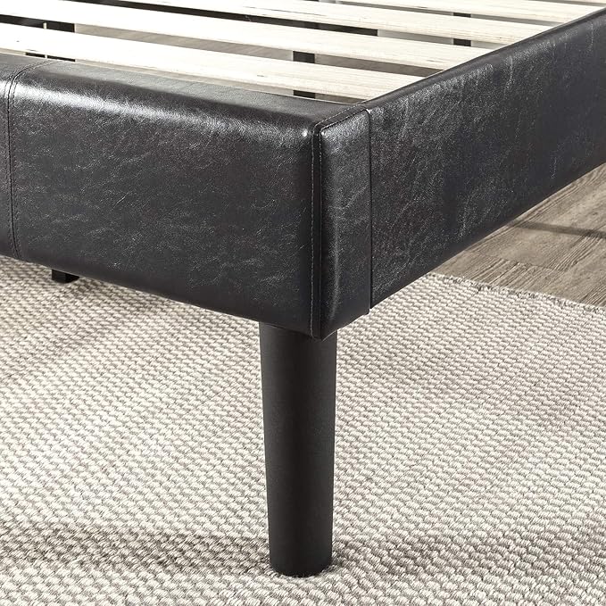 ZINUS Gerard Faux Leather Upholstered Platform Bed Frame, Mattress Foundation, Wood Slat Support, No Box Spring Needed, Easy Assembly, Full