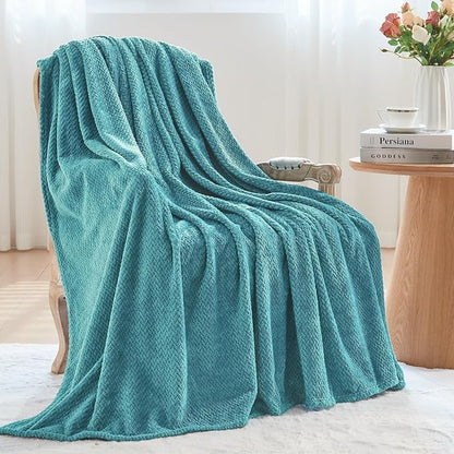 NEWCOSPLAY Super Soft King Blanket Dark Blue Premium Silky Flannel Fleece Leaves Pattern Lightweight Bed Blanket All Season Use (Dark Blue, King(90"x110"))