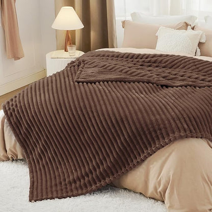 Bedsure GentleSoft Fondue Fudge Fleece Blanket for Couch - Cozy Soft Blankets for Women, Cute Small Throws for Girls, 108x90 Inches