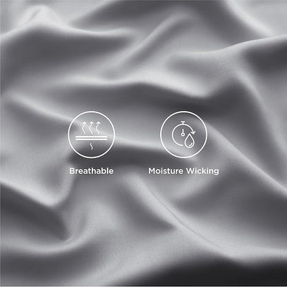 Bedsure Cooling Sheets Twin XL, Rayon Derived from Bamboo, Breathable & Soft Twin XL Sheet Sets, Deep Pocket Up to 16 Inches, Hotel Luxury Silky Dorm Bedding for Hot Sleepers, Silver Grey
