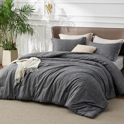 Bedsure King Size Comforter Set - Charcoal Grey Soft Bedding for All Seasons, Cationic Dyed Bed Set, 3 Pieces, 1 King Size Comforter (104"x90") and 2 Pillow Shams (20"x36"+2")