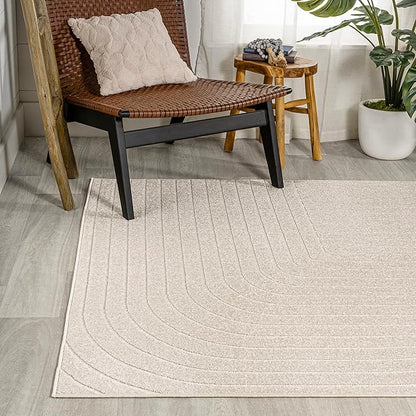 Eyely NCS101A-5 Scandinavian Odense Minimalist Angle Geometric Indoor Area Rug, Modern, Contemporary, Coastal, Bohemian, Bedroom, Kitchen, Living Room, Non Shedding, Ivory/Cream, 5' x 8'