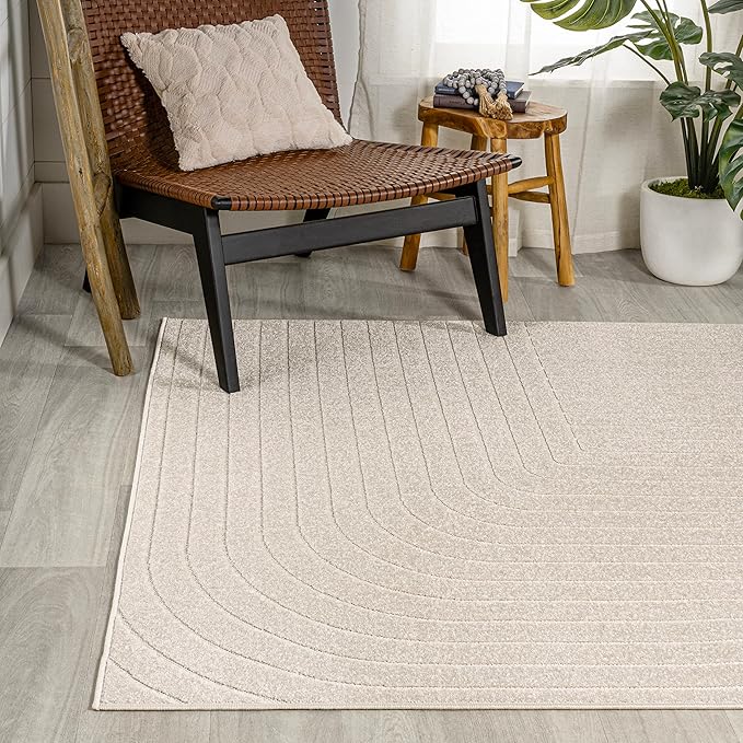 Eyely NCS101A-8 Scandinavian Odense Minimalist Angle Geometric Indoor Area Rug, Modern, Contemporary, Coastal, Bohemian, Bedroom, Kitchen, Living Room, Non Shedding, Ivory/Cream, 8' x 10'