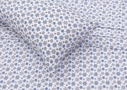 RUVANTI Flannel Sheets King Size - 100% Cotton Brushed King Size Sheets Set - Deep Pockets 16 Inches Bed Sheets - All Seasons Breathable & Extra Soft - Warm & Cozy, 4 Piece, Snow Flake Grey