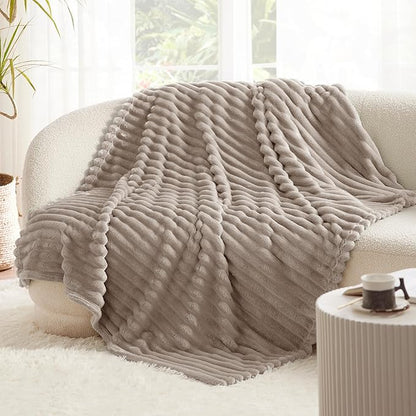 Bedsure GentleSoft Brown Throw Blanket for Couch - Cozy Soft Fleece Blankets for Women, Cute Small Throws for Girls, Mocha Meringue, 50x60 Inches
