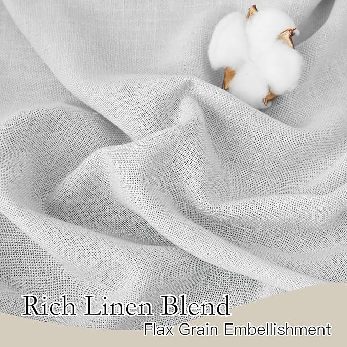 RYB HOME Linen Textured Curtains Semi Sheer Window Curtains Light Filtering Ariy Privacy Sheers for Bedroom Living Room Bathroom Patio Door, Dove Grey, 52 inch Wide x 72 inch Long, 2 Panels