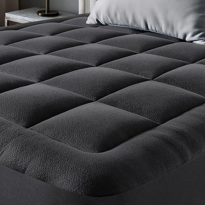 Ultra Soft Full Size Mattress Topper - Viscose Made from Bamboo Pillow Top Mattress Pad for Back Pain Relief - Naturally Cooling for Hot Sleepers, Black