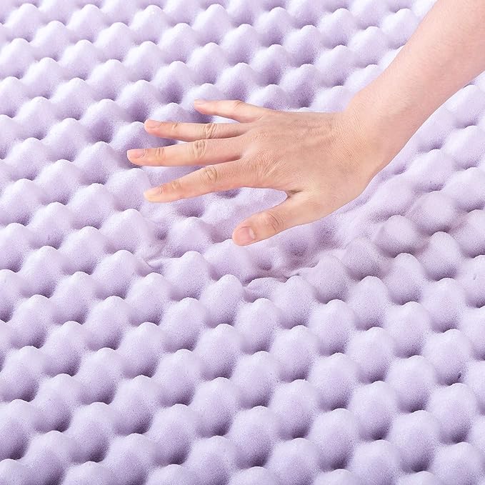 Best Price Mattress 4 Inch Egg Crate Memory Foam Mattress Topper with Soothing Lavender Infusion, CertiPUR-US Certified, Dorm Essentials, Twin XL