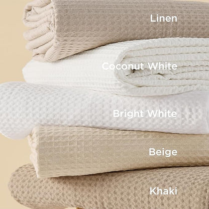 Bedsure Cotton Duvet Cover Set - 100% Cotton Waffle Weave Beige Duvet Cover Oversized King Size, GentleSoft™ and Breathable Bedding Set for All Season, 3 Pieces, 120"x98"