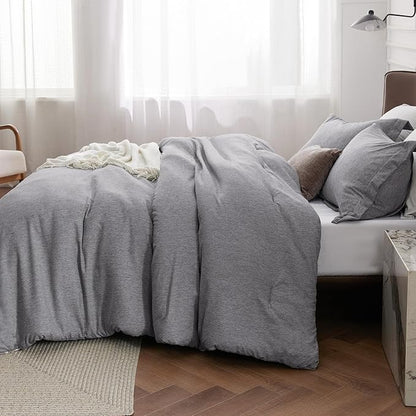 Bedsure Queen Comforter Set - Dark Grey Comforter Queen Size, Soft Bedding for All Seasons, Cationic Dyed Bedding Set, 3 Pieces, 1 Comforter (90"x90") and 2 Pillow Shams (20"x26"+2")