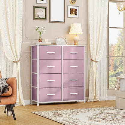 DWVO Fabric Dresser for Room, Tall Storage 8 Drawers, Black Dresser & Chest of Drawers, Storage Drawer Organizer for Closet, Living Room