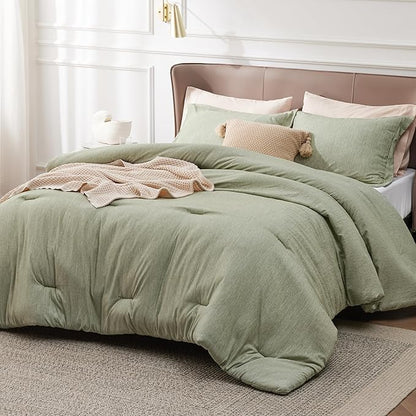 Bedsure Oversized Queen Comforter Set - Olive Green Soft Bedding for All Seasons, Cationic Dyed Bed Set, 3 Pieces, 1 Oversized Queen Size Comforter (98"x98") and 2 Pillow Shams (20"x36"+2")