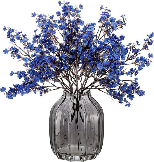 JAKY-Global Real Babys Breath Artificial Flowers Dark Blue 6 Bundle Vase Filler European Fake Silk Plants Decor Dresser Wedding Party Decoration Bouquets DIY Home Garden
