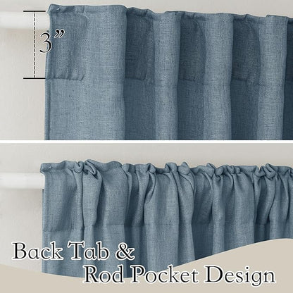 RYB HOME Semi Sheer Curtains 108 inches Length for Windows Sunlight Filering Privacy Protect Soft & Vertical Drapes for Bedroom Living Room Dining, Stone Blue, W 52 x L 108 inch, 2 Panels