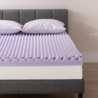 Best Price Mattress 4 Inch Egg Crate Memory Foam Mattress Topper with Soothing Lavender Infusion, CertiPUR-US Certified, Dorm Essentials, Twin XL