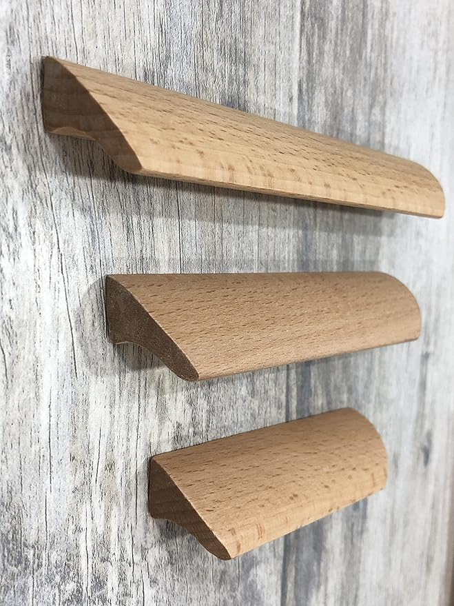 2Pcs Unfinished Wood Solid Furniture Pulls Handles,Unfinished Unpainted Paintable Wooden Handles Cupboard Closet Drawer Handle Pull,Length 3.54",Hole Dis.2.52"