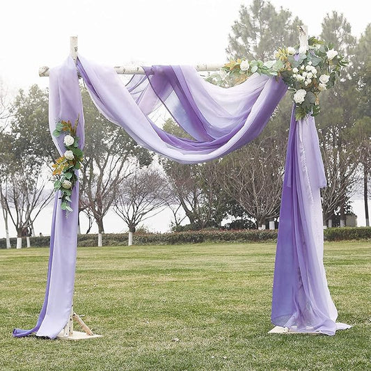 NICETOWN Artificial Wedding Ceremony Arch Decor Scarfs, Romantic Purple Ombre Sheer Scarf Curtains Window Valances for Bed Canopy/Birthday Party, 2 Panels, 60 by 216 inch