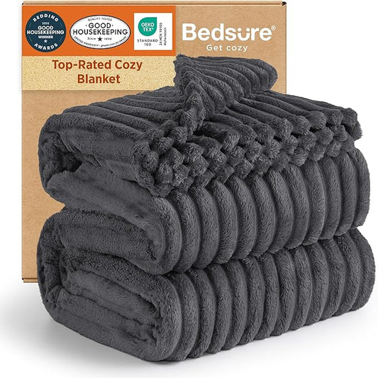 Bedsure GentleSoft Grey Full Blanket for Bed - Cozy Soft Blankets for Women, Cute Large Throws for Girls, 84x90 Inches