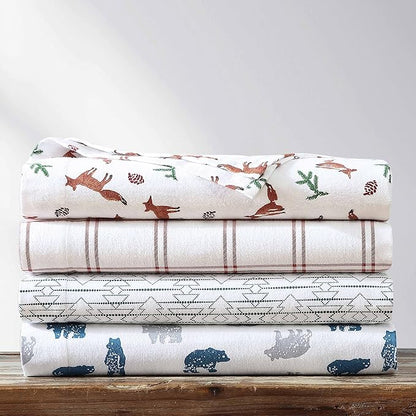 Eddie Bauer- King Sheet Set, Cotton Flannel Bedding Set, Brushed for Extra Softness, Cozy Home Décor (Bear Mountain Grey, King)