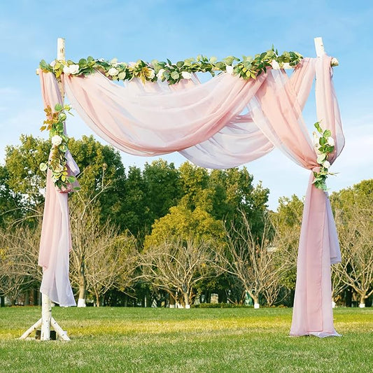 NICETOWN Romantic Wedding Ceremony Arch Decor Scarfs, Pink Ombre Sheer Scarf Curtains Window Valances for Girls Room/Bed Canopy/Birthday Party, 2 Pieces, W60 x L216
