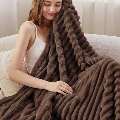 Bedsure GentleSoft Fondue Fudge Fleece Blanket for Couch - Cozy Soft Blankets for Women, Cute Small Throws for Girls, 50x60 Inches