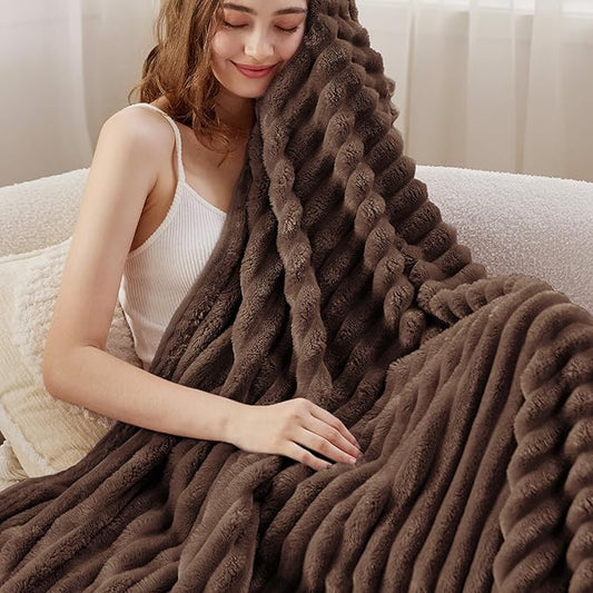 Bedsure GentleSoft Fondue Fudge Fleece Blanket for Couch - Cozy Soft Blankets for Women, Cute Small Throws for Girls, 60x80 Inches