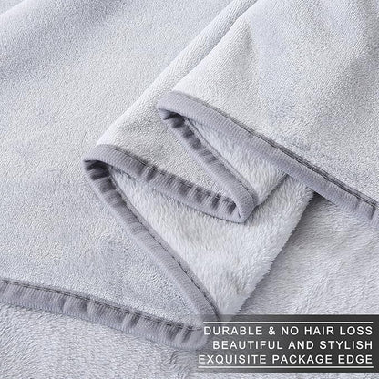 Polar Fleece Throw Blankets Travel Size for The Bed Extra Soft Brush Fabric Super Warm Sofa Throw Blanket 50" x 61"(Gray Travel)