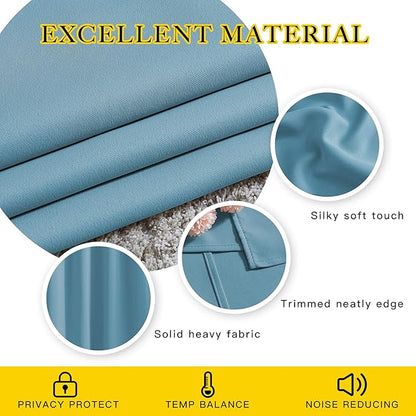 NICETOWN Teal Blue Room Darkening Curtains for Living Room, Grommet Thermal Curtains Light & Sound Reducing Window Treatments for Bedroom/Home Family, W46 x L102