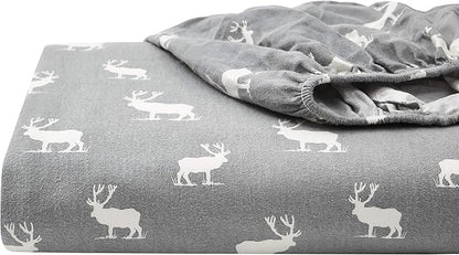 Eddie Bauer - Queen Sheets, Cotton Flannel Bedding Set, Brushed For Extra Softness, Cozy Home Decor (Elk Grove, Queen)
