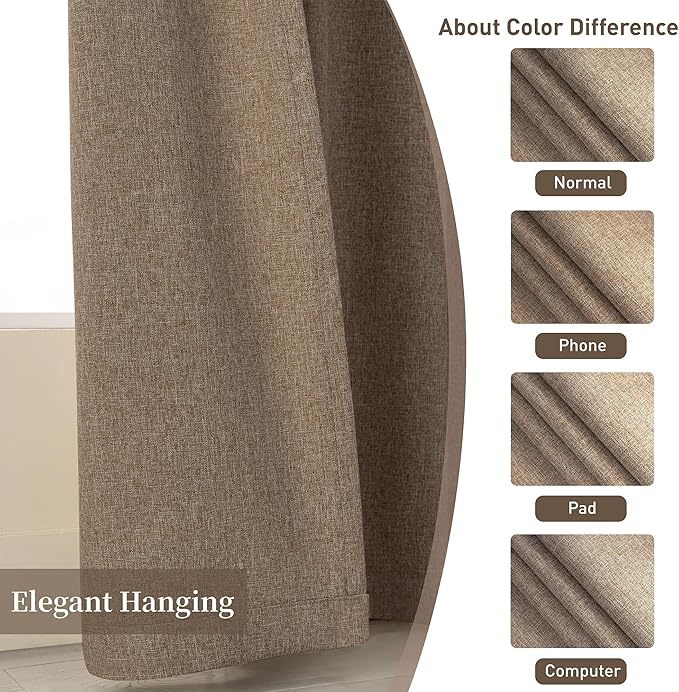 KangBang Extra Wide Blackout Curtains 108 Inches Long for Sliding Patio Door, Extra Wide Soft Thick Linen Back Tab Pleated Drapes for Large Windows Modern Patio Glass Doors,72Wx108L,2 Panels, Biscuit
