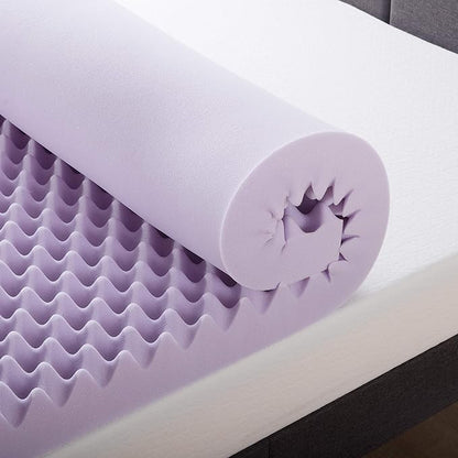 Best Price Mattress 4 Inch Egg Crate Memory Foam Mattress Topper with Soothing Lavender Infusion, CertiPUR-US Certified, Dorm Essentials, Queen