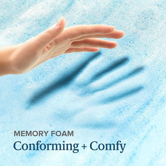 ZINUS 1.5 Inch Swirl Gel Cooling Memory Foam Mattress Topper, Cooling Airflow Design, CertiPUR-US Certified, Full, Light Blue