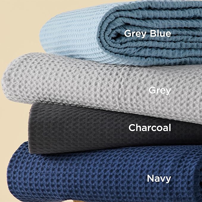 Bedsure Cotton Duvet Cover Set - 100% Cotton Waffle Weave Charcoal Duvet Cover Oversized Queen Size, GentleSoft™ and Breathable Bedding Set for All Season, 3 Pieces, 98"x98"