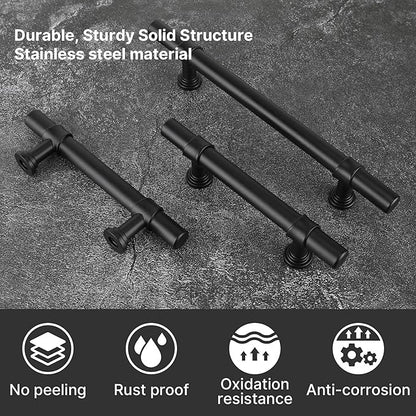 goldenwarm 10 Pack Black Cabinet Pulls 3-3/4 Inch Kitchen Cabinet Handles Black Drawer Handles Modern Dawer Pulls and Knobs Kitchen Hardware for Dresser Bathroom