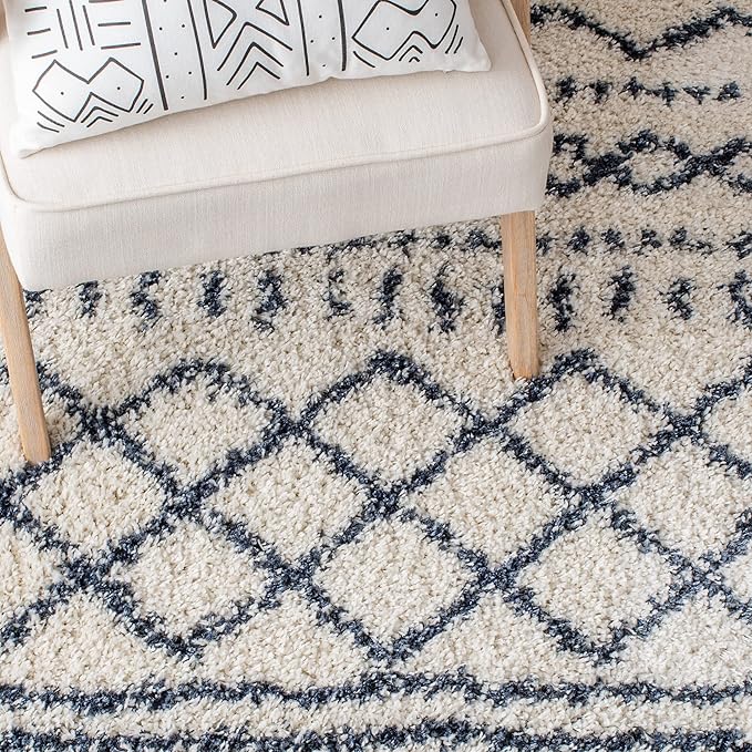 SAFAVIEH Arizona Shag Collection Area Rug - 11' x 15', Ivory & Slate, Non-Shedding & Easy Cleaning, Plush Thick Pile, Ideal for Living Room, Bedroom, Dining Space (ASG741M)
