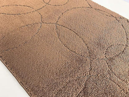 Custom Size Modern Geometric Pattern Carpet Runner Rug for Hallways, Slip Resistant Latex Rubber Backed, 31 inch Wide X Customized Length, Circles Brown, 31 inch X 16 feet