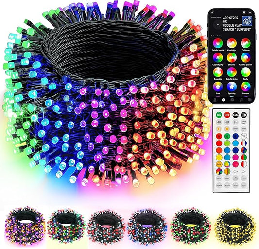 Dazzle Bright Smart Color Changing Christmas Lights, 66FT 200 LED RGB String Lights with Remote & App Controlled, Halloween Decorations for Indoor Outdoor Holiday Xmas Tree Party Decor