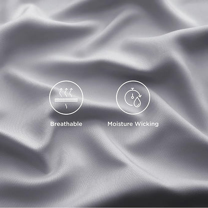 Bedsure King Size Sheet Set, Cooling Sheets King, Rayon Derived from Bamboo, Deep Pocket Up to 16", Breathable & Soft Bed Sheets, Hotel Luxury Silky Bedding Sheets & Pillowcases, Silver Grey