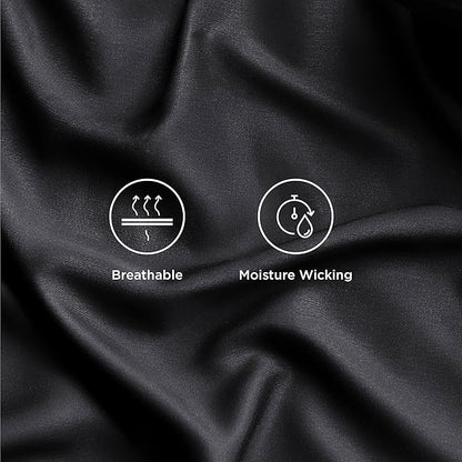 Bedsure California King Sheet Sets, Cooling Sheets for Hot Sleepers, Rayon Derived from Bamboo, Breathable & Soft, Deep Pocket Up to 16 Inches, Hotel Luxury Silky Bedding, Black