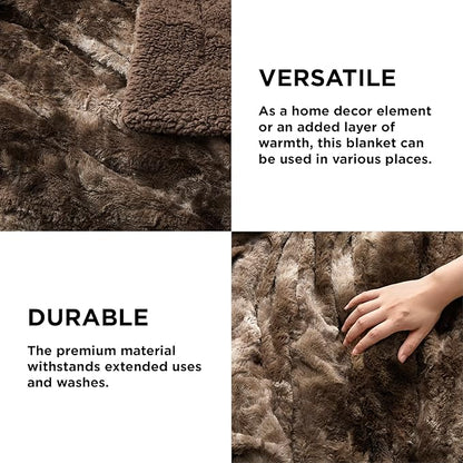 Bedsure GentleSoft Sherpa Fluffy Throw Blanket - Fleece Warm and Cozy Throw for Women Gift, Plush & Fuzzy Faux Fur Christmas Blanket for Couch, Sofa, Bed Decor, Tie Dye Design, Brown, 50x60 Inches