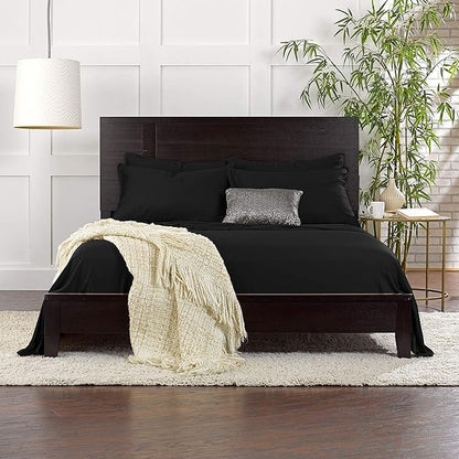 Split King Sheets by Pure Bamboo, Genuine 100% Organic Viscose Derived from Bamboo Bed Sheet Set, Soft & Cooling, Double Stitching *Not for Split Top (Split King, Black)