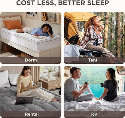 Bedsure Mattress Topper Queen - Pillow Top Mattress Pad Cover with Deep Pocket Fits up to 21 Inches, Plush Soft Bed Topper for Back Pain Relief, Overfilled with Down Alternative Filling, Grey