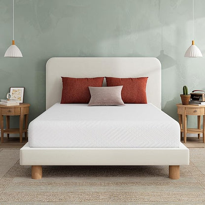 EGO White 8 Inch King Memory Foam Mattress, Cooling Gel Green Tea Mattress Bed in a Box, CertiPUR-US Certified, 76"x80", Medium Firm