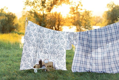 Laura Ashley - Flannel Sheets King Size, Anti-Pilling & Wrinkle Resistant Cotton, Touchably Soft for All-Season Comfort - Bed Sheets with Matching Pillowcases & Fitted Sheet (Mulholland Plaid Blue)