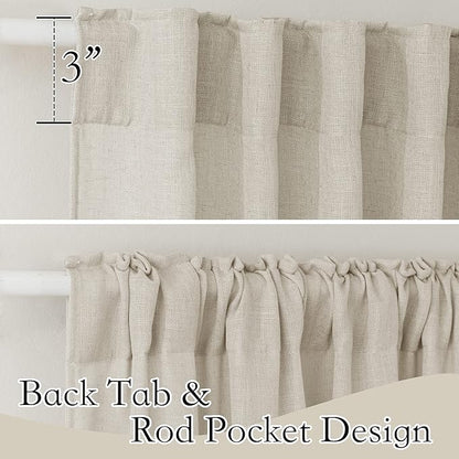 RYB HOME Extra Wide Semi Sheer Curtains, Back Tab Room Divider for Office Bedroom Separation, Large Window Curtains for Sliding Glass Door, Angora, W 70 x L 95, 2 Pcs