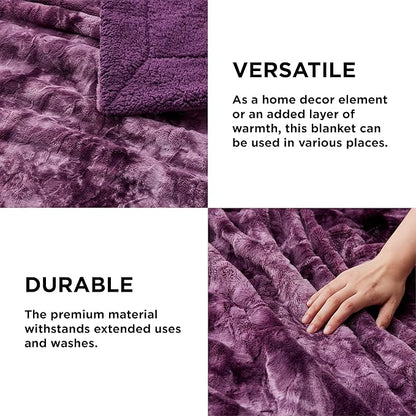 Bedsure Fuzzy Blanket Twin Size - Purple, Soft and Comfy Sherpa, Plush and Furry Faux Fur, Reversible Twin Blankets for Couch, Sofa and Bed, 60x80 Inches