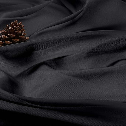 OVZME Black Bedroom Curtains 2 Panel Sets 90 Inch Length, 59 Inch Extra Wide Light Filtering Light Weight Soft Window Treatment Panels for Study Room Living Room Guest Room, 59Wx90L Inches