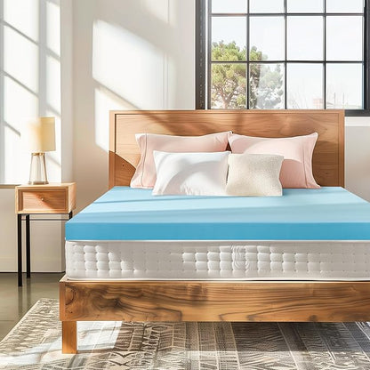 Subrtex Memory Foam Mattress Topper, Gel-Infused Memory Foam Topper, Mattress Topper for Side Stomach Sleepers, Breathable Bed Toppers (4 Inch, Twin)