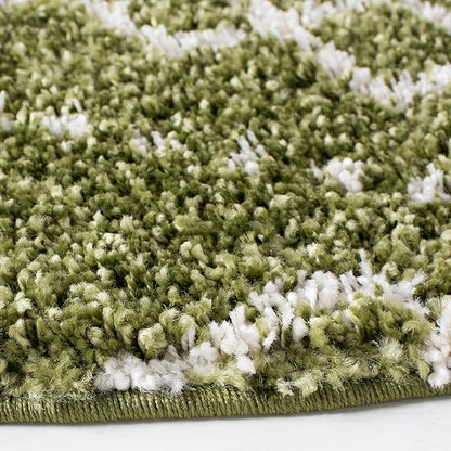 SAFAVIEH Arizona Shag Collection Area Rug - 3'2" Round, Green & Ivory, Moroccan Design, Non-Shedding & Easy Care, 1.6-inch Thick, Ideal for The Living Room, Dining, Bedroom (ASG741X)
